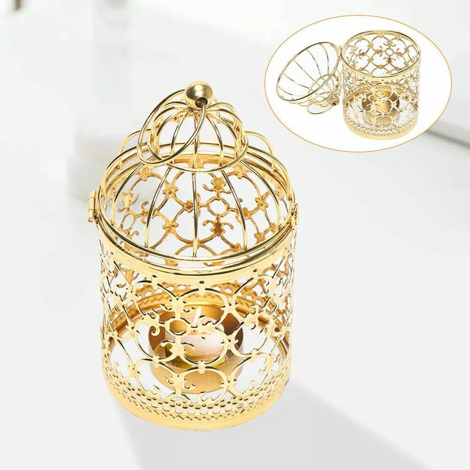 Vintage Metal Tealight Hanging Birdcage Lantern Candle Holder Home Decoration
