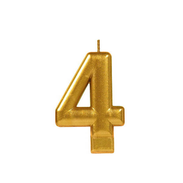 Gold #4 Birthday Candle