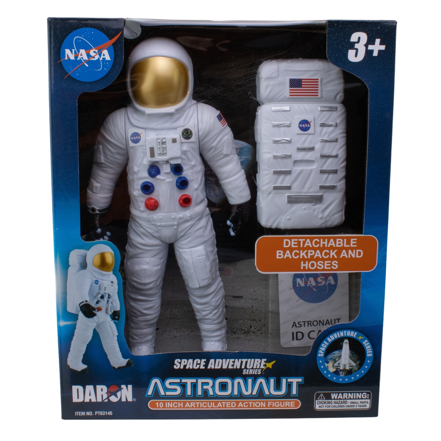 Space Adventure: Astronaut - 10&#x22; Action Figure - White Suit, Detachable Backpack, Customizable ID Card, 8 Articulated Joints, NASA Toy, Kids Ages 3+