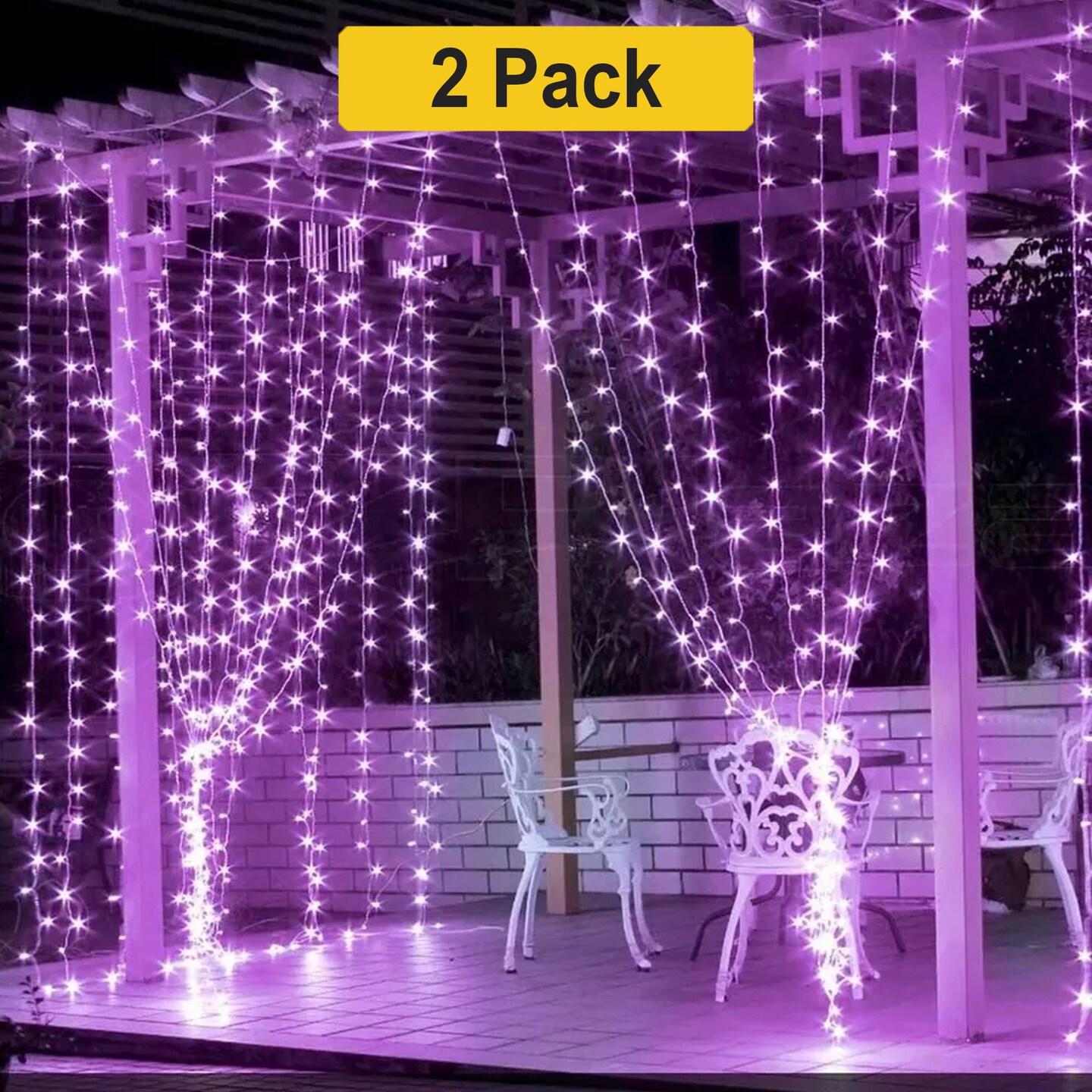 300 LED Hanging Curtain Lights — Plug-In, 8 Modes, Flexible Clear Cable