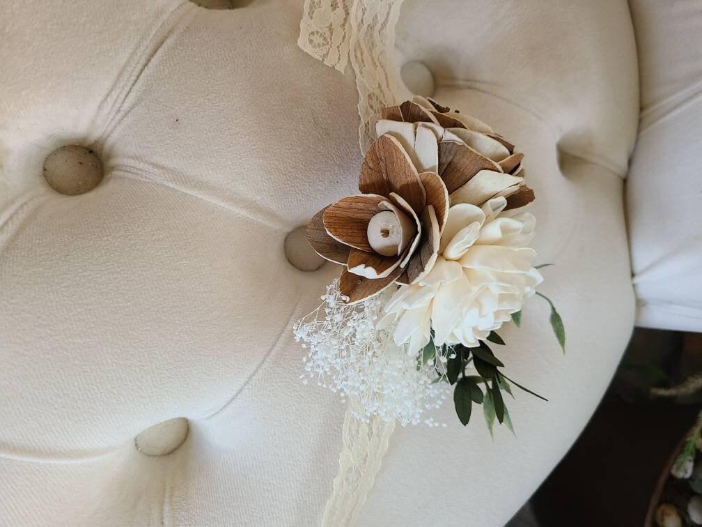 Rustic Bark Wood Flower Wrist Corsage product 2