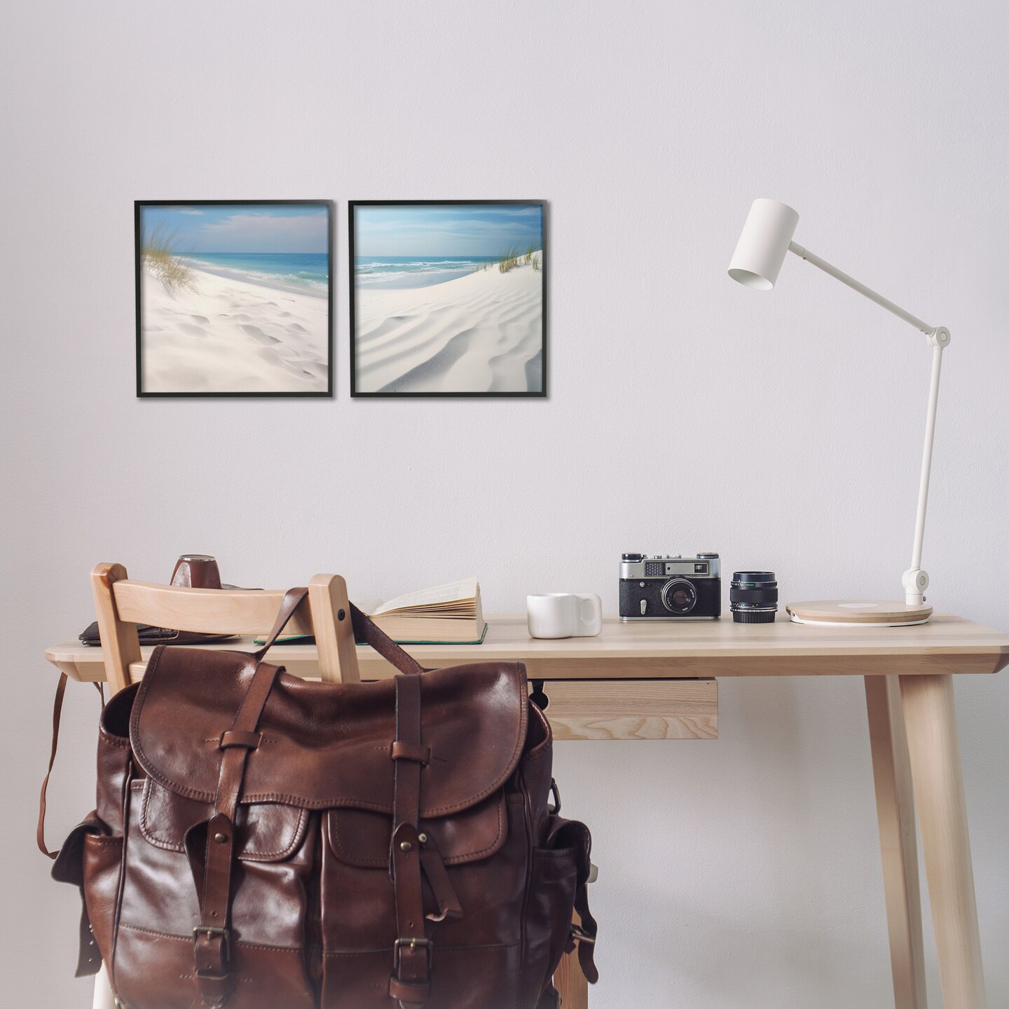 Stupell Industries Serene Beach Sand Dune 2 pc Framed Giclee Wall Art Set Design by Lazar Studio