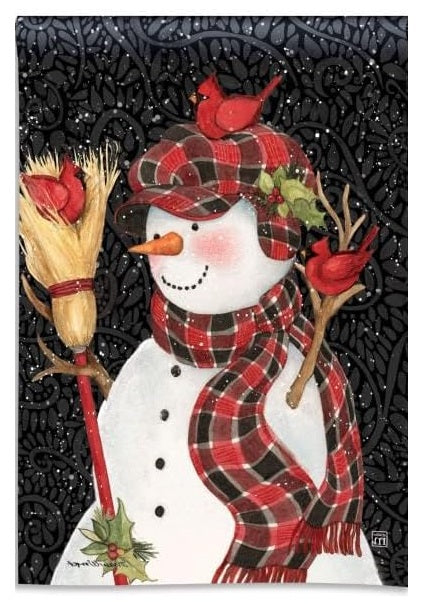 Snowman With Broom Garden Flag