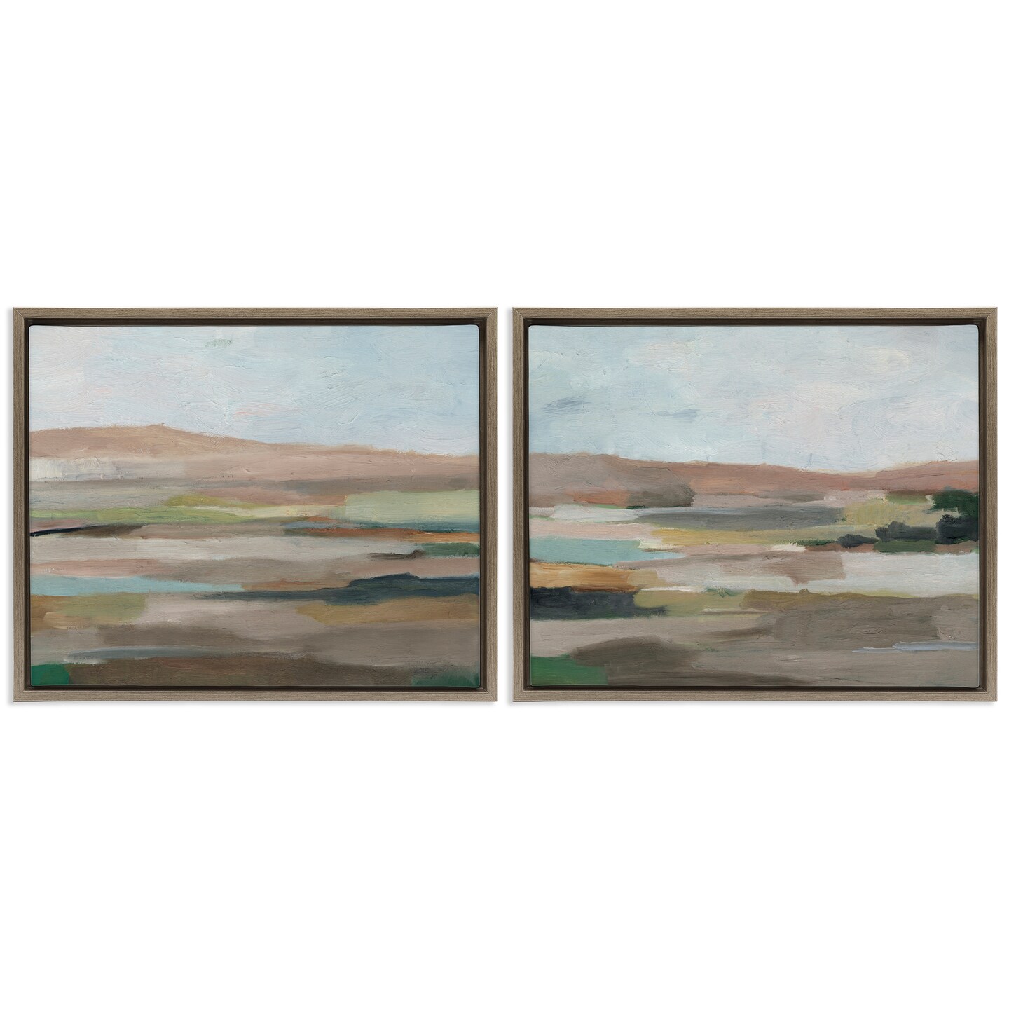 Stupell Industries Neutral Abstract Landscape 2 pc Framed Floater Canvas Wall Art Set Design by Ethan Harper