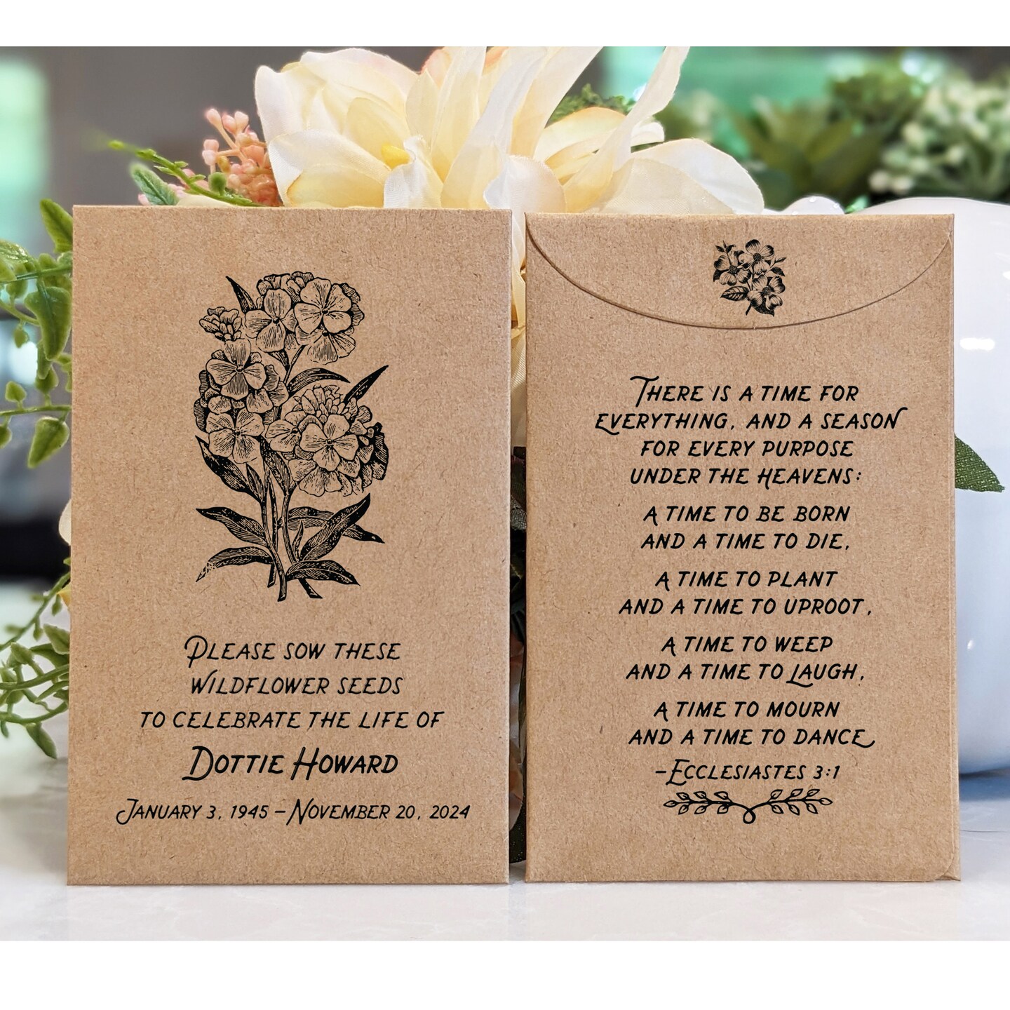 Personalized Celebration of Life, Memorial Seed Packet Favors