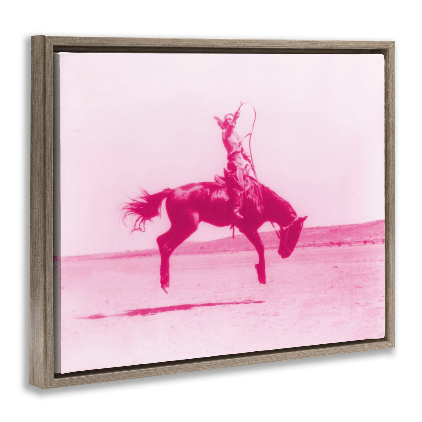 Stupell Industries Pink Galloping Cowgirl Framed Floater Canvas Wall Art Design by Daphne Polselli