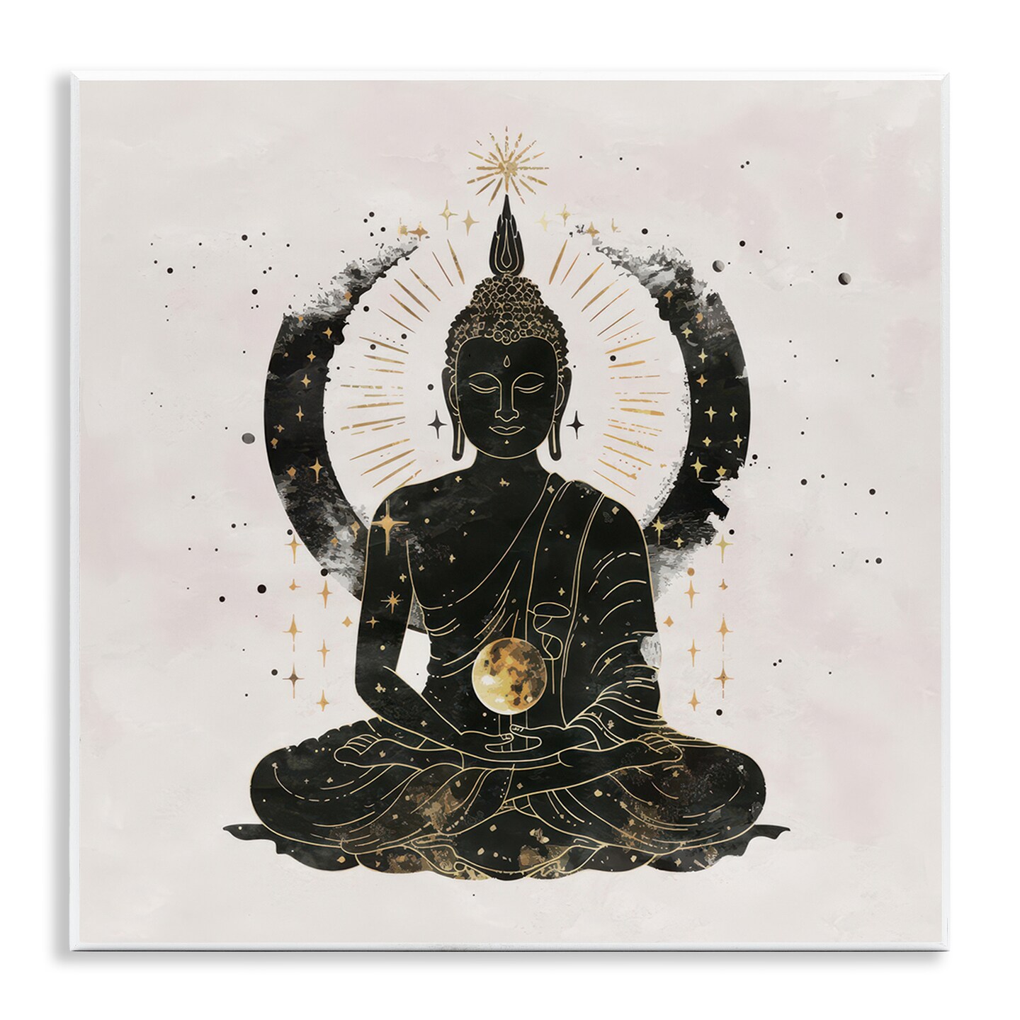 Stupell Industries Sitting Buddha Sun Rays Wall Plaque Art Design by Nina Blue