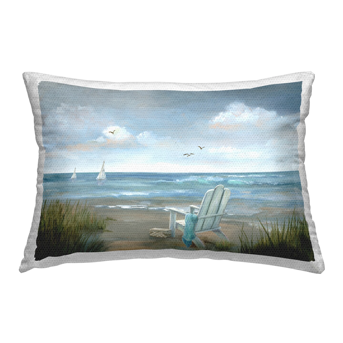 Soothing Beach Scenery Outdoor Printed Pillow Design by Nan, 14 x 7 x 20