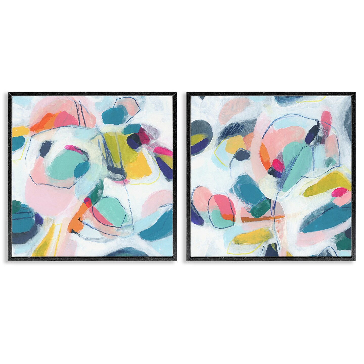 Stupell Industries Eye-catching Abstract Pastels 2 pc Framed Giclee Wall Art Set Design by June Erica Vess