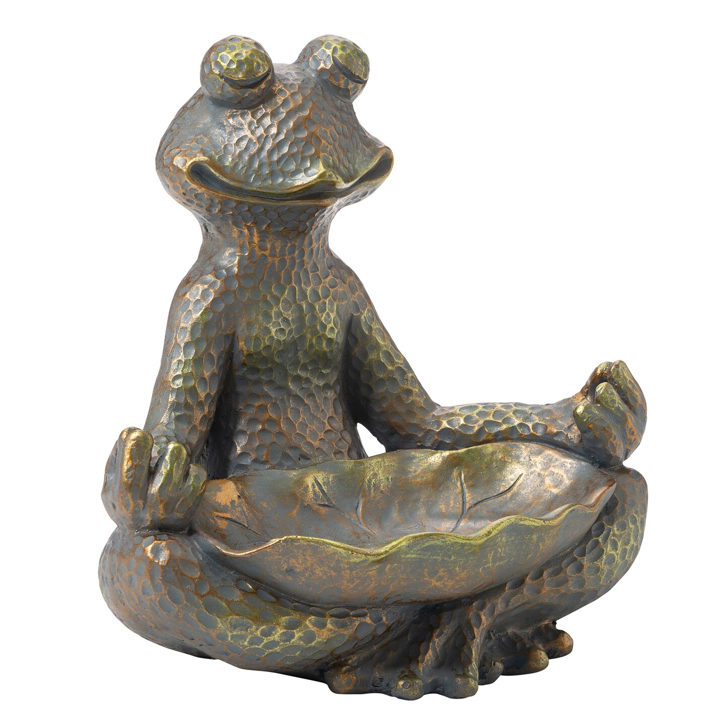 14.25&#x22;H Bronze MGO Yoga Frog Statue