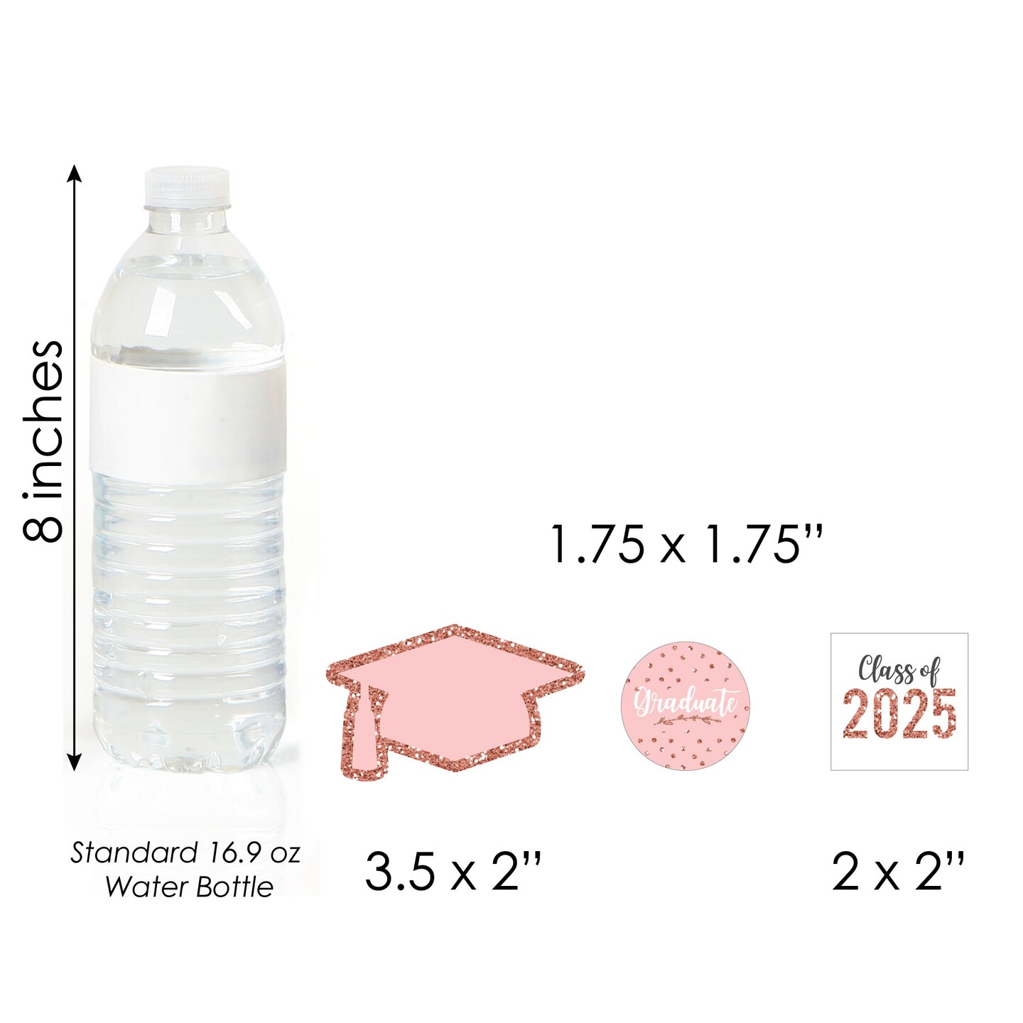 Big Dot of Happiness Rose Gold Grad - DIY Shaped 2025 Graduation Party Cut-Outs - 24 Count
