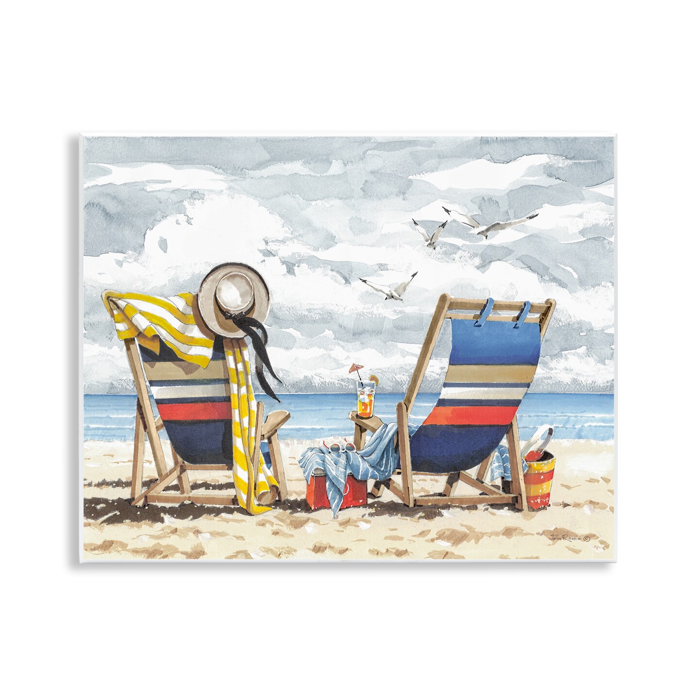 Stupell Industries Peaceful Beach Chairs Hangout Wall Plaque Art Design by John Rossini