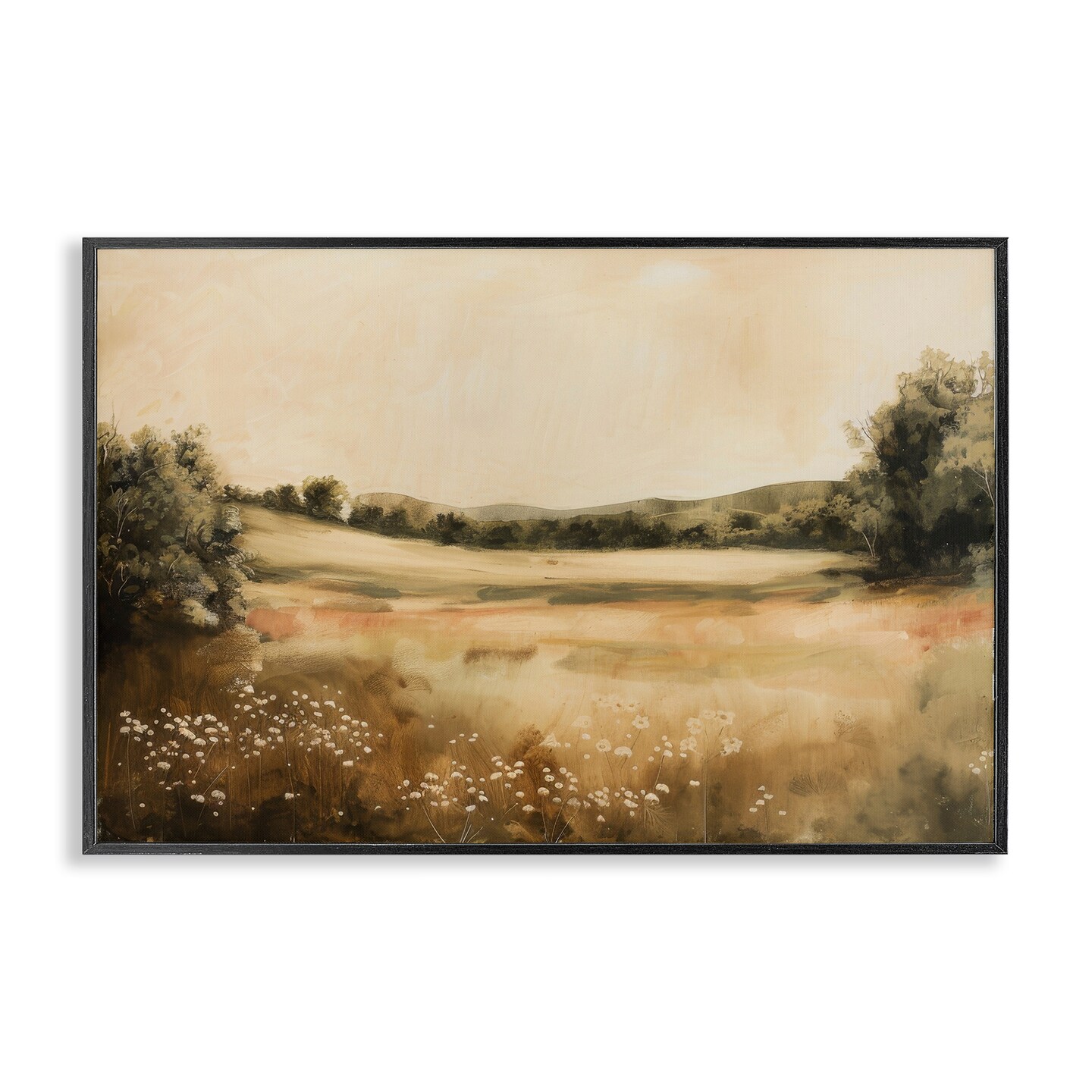 Stupell Industries Neutral Meadow Landscape Framed Giclee Wall Art Design by Lazar Studio