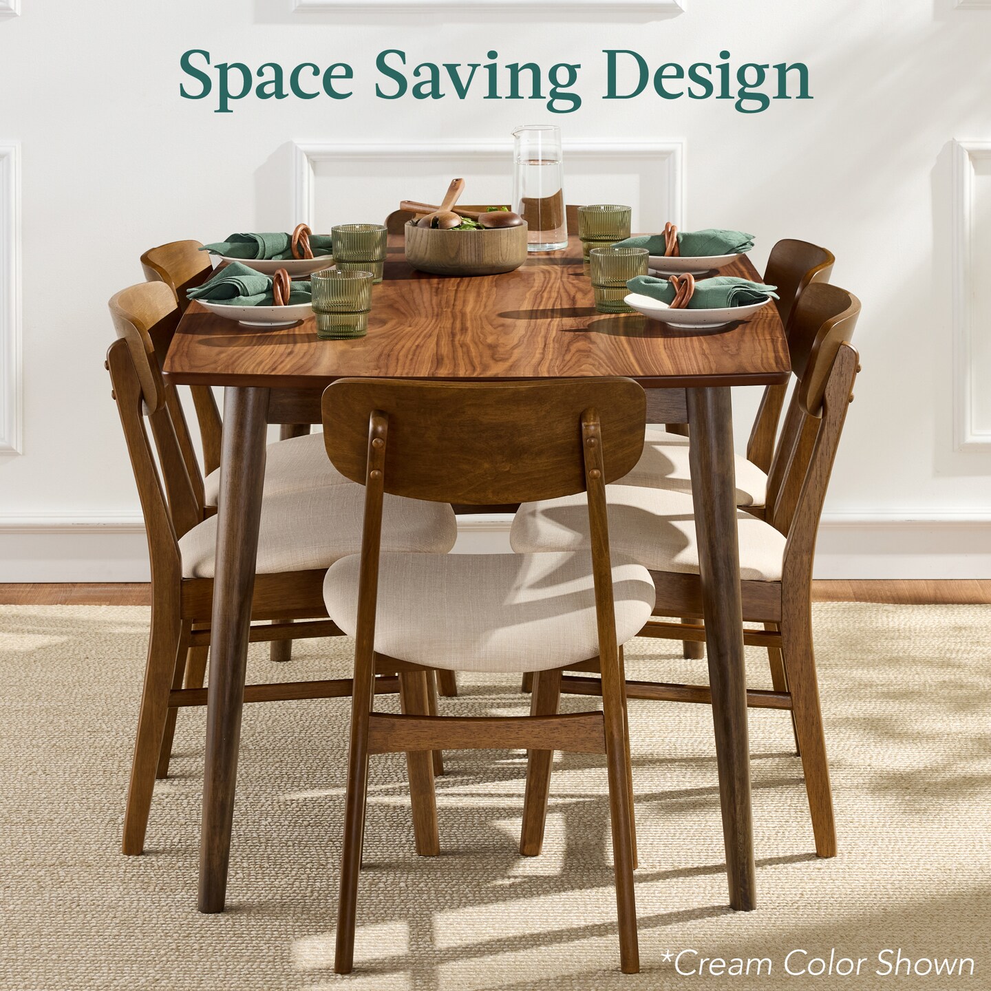 Best Choice Products 7-Piece Mid-Century Modern Upholstered Dining Set, Wooden Table w/ 6 Chairs