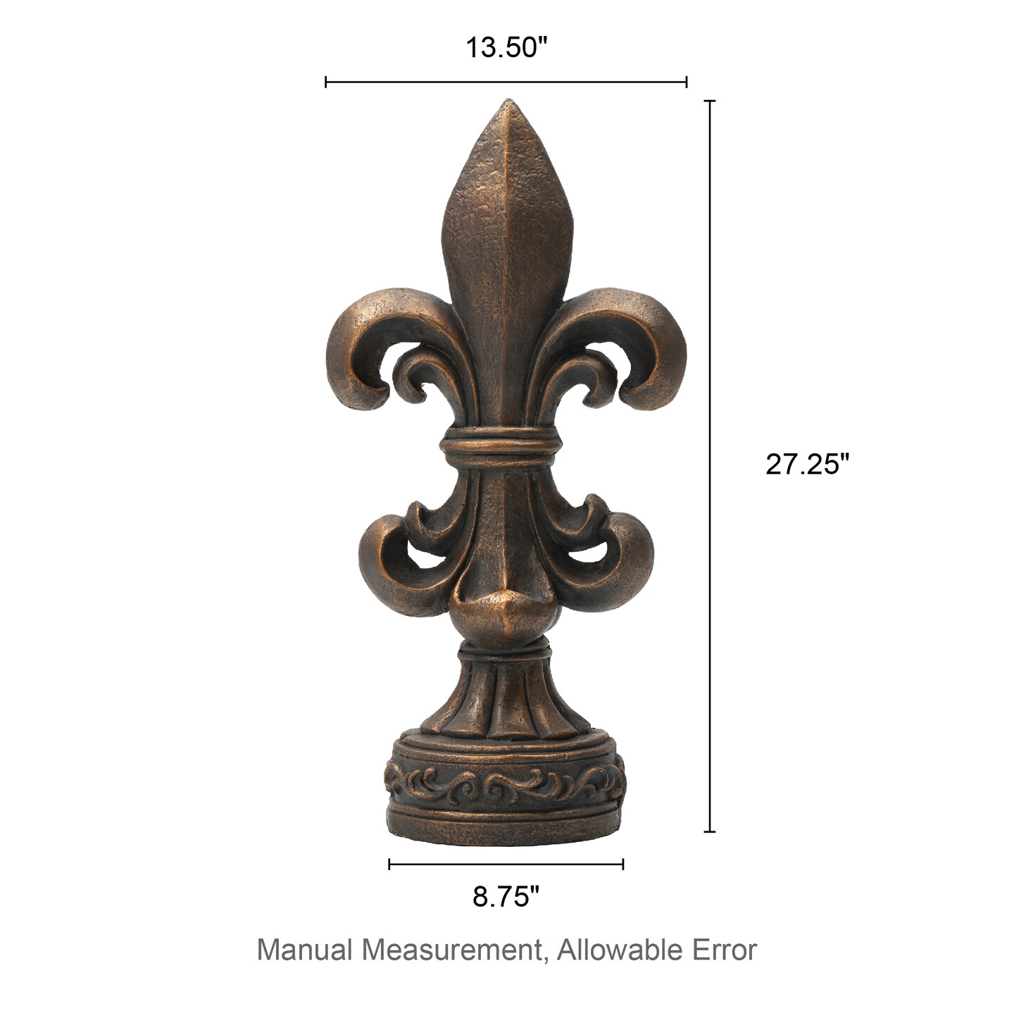Set of 2 27.25"H MGO Bronze Standing Fleur De Lis Garden Statue