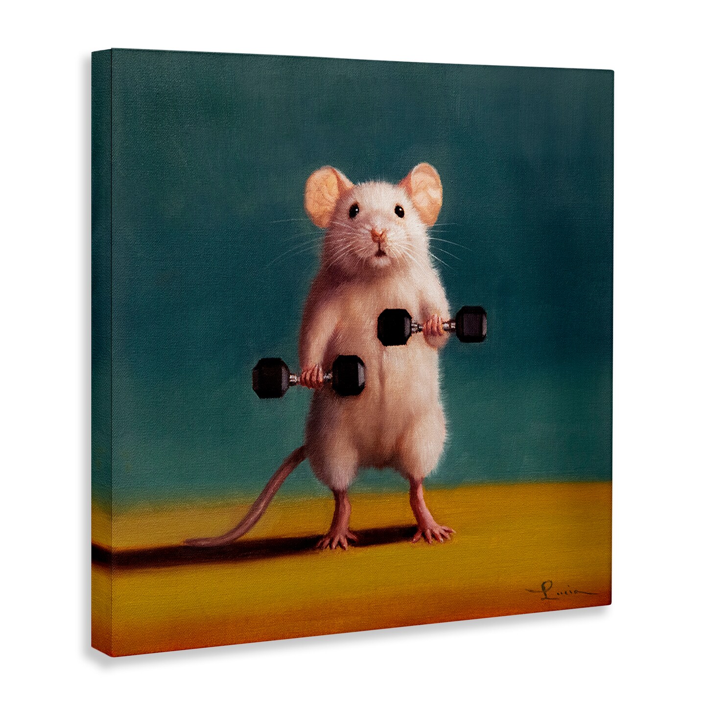 Stupell Industries Weight Lifting Mouse Canvas Wall Art Design by Lucia Heffernan