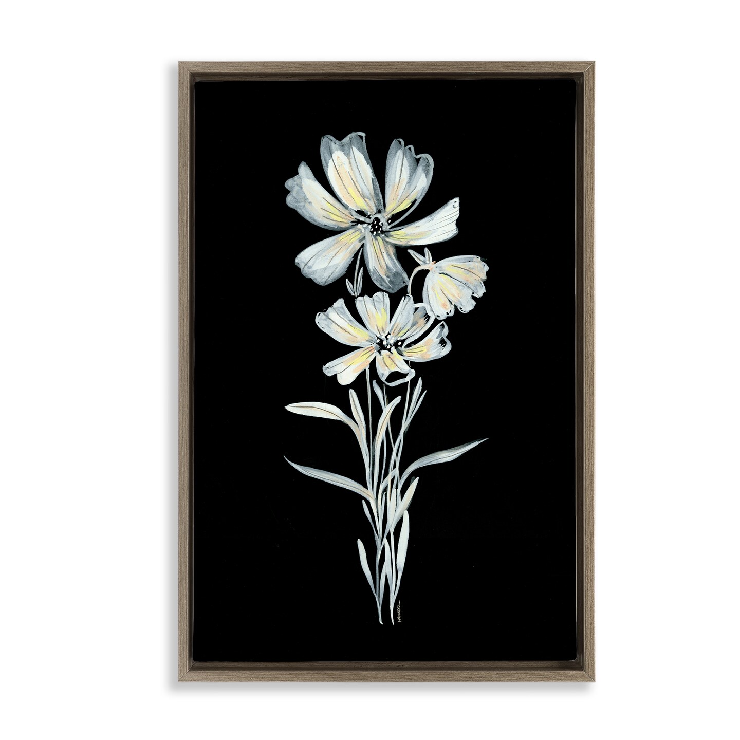Stupell Industries Tall Floral Stems Framed Floater Canvas Wall Art Design by Leeza Hernandez