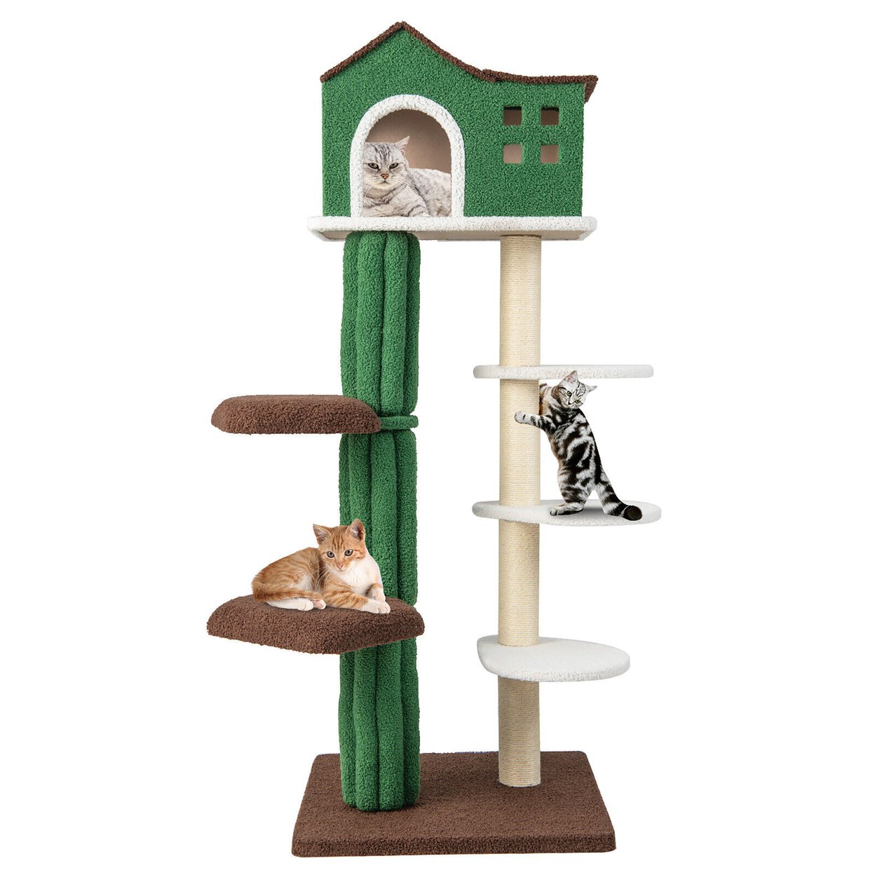 7-Tier Modern Cat Tree Tower 61 Cat Climbing Stand With Sisal Scratching Posts