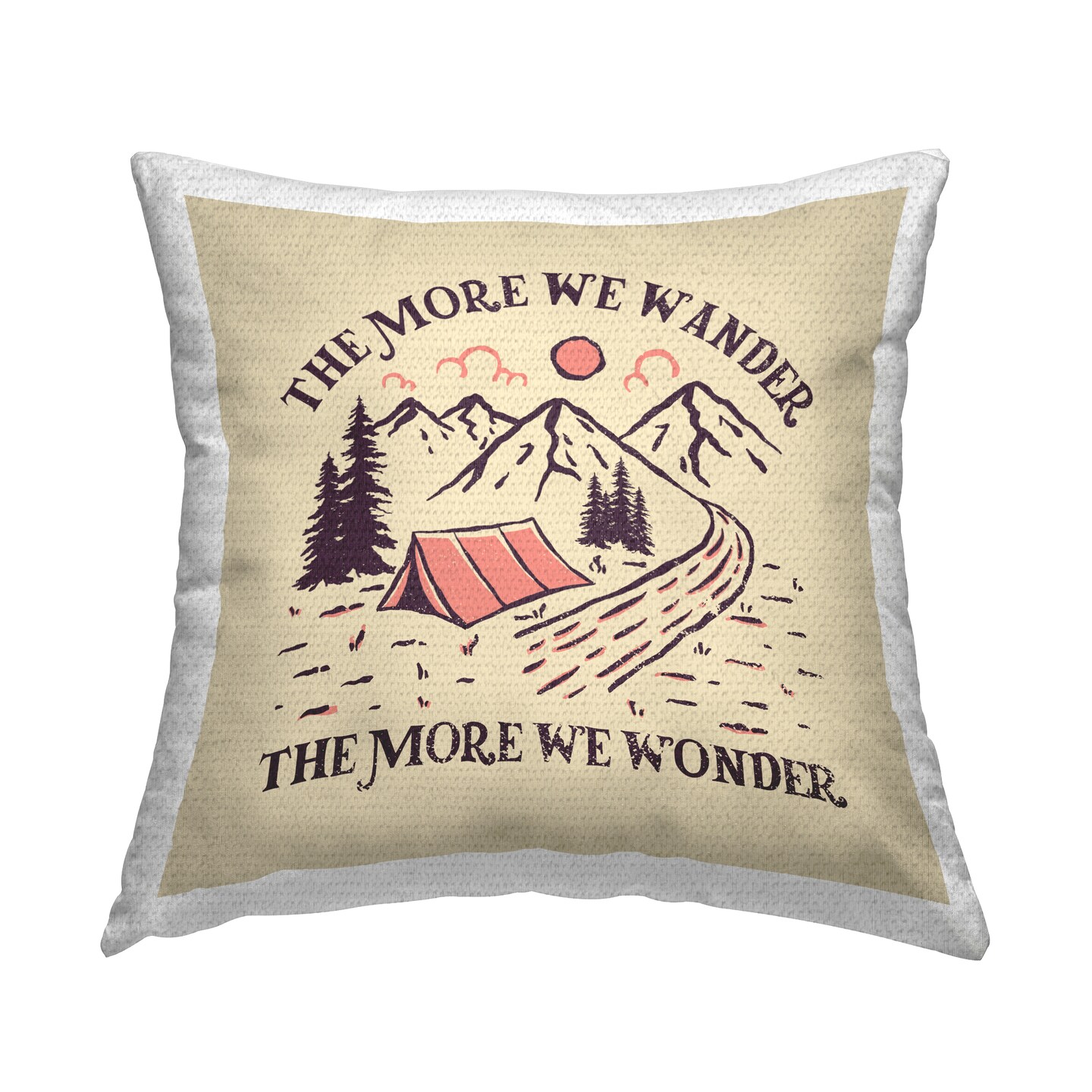 Wander &#x26; Wonder Phrase Outdoor Printed Pillow Design by Ahmed Sameh Hussein, 18 x 7 x 18