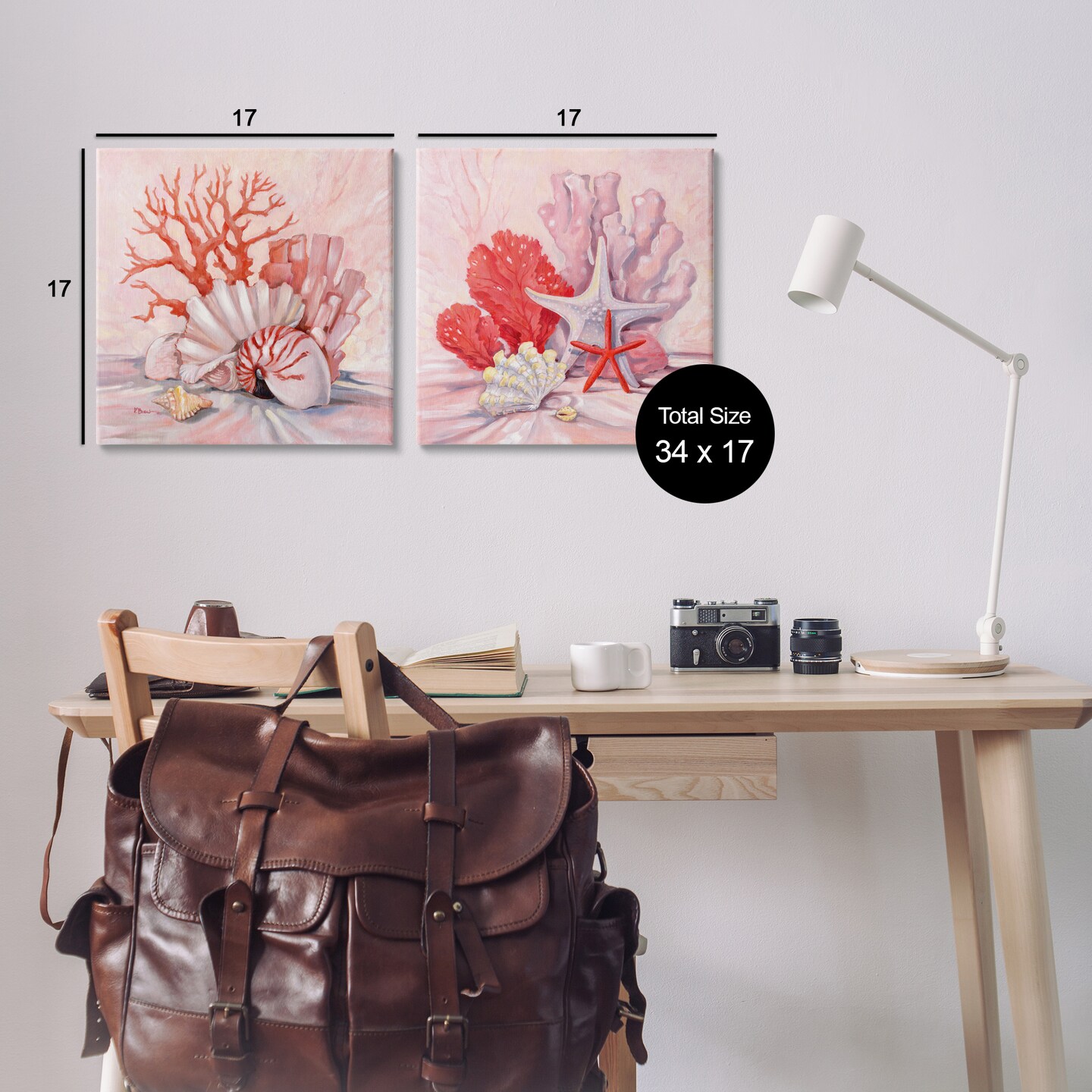 Stupell Industries Pink Coral Still Life 2 pc Canvas Wall Art Set Design by Paul Brent