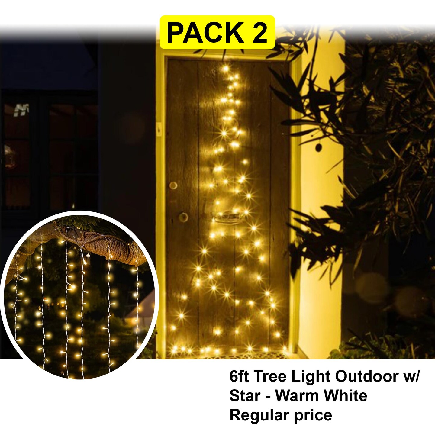 Christmas 6ft Outdoor Tree Light Star Decor