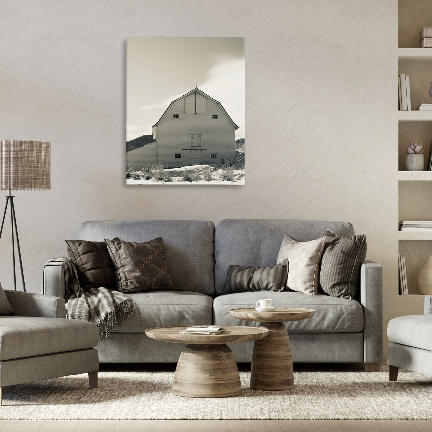 Stupell Industries Monochromatic Winter Barn Canvas Wall Art