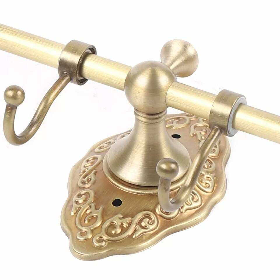 Towel Bar Rack Bathroom Towel Storage Brass Shelf Vintage Wall-Mounted Shelf