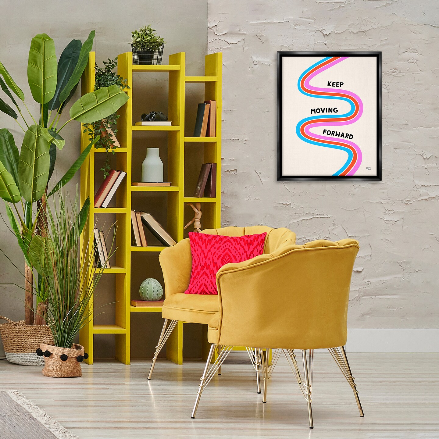 Stupell Industries Keep Moving Forward Framed Floater Canvas Wall Art Design by Jessica Beck