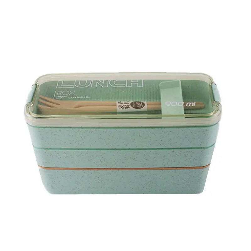 3-Layer Stackable Bento Box Japanese Lunch Box Kit With Spoon And Fork