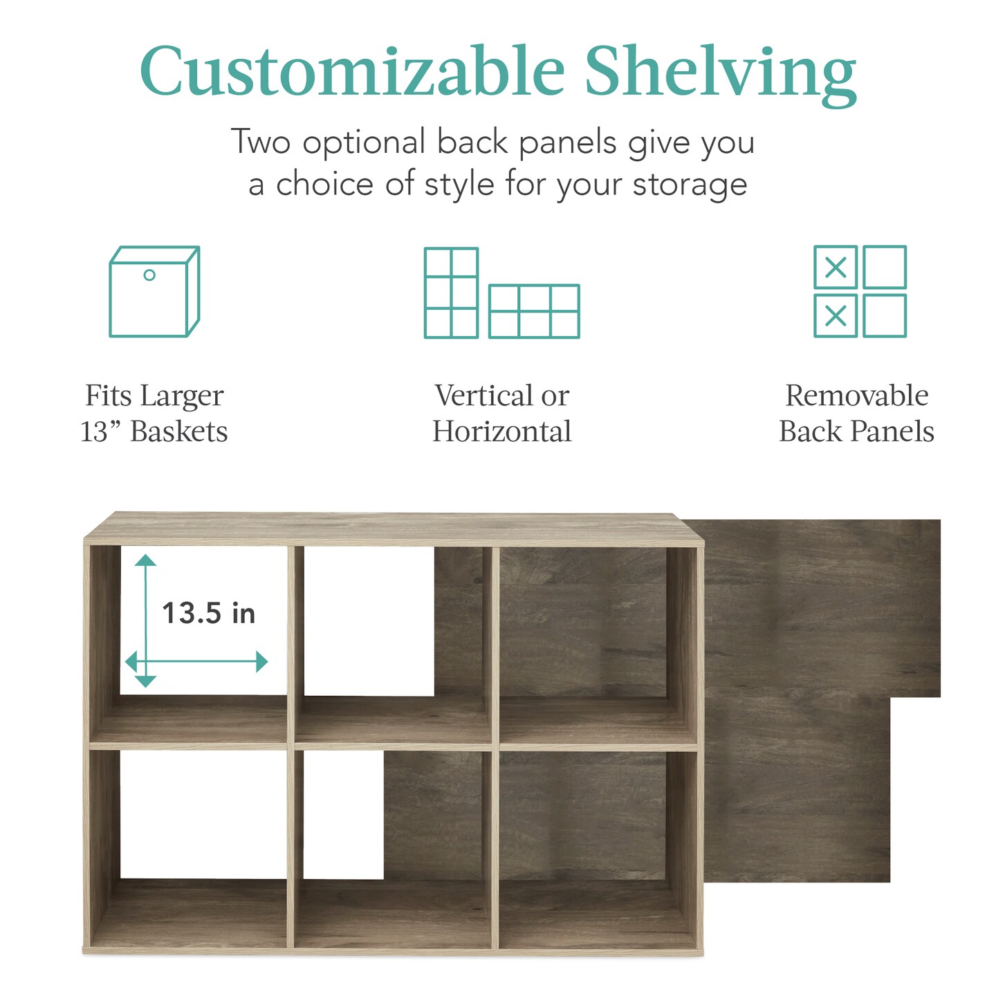 Best Choice Products 6-Cube Bookshelf, 13.5in Display Storage System, Organizer w/ Removable Back Panels