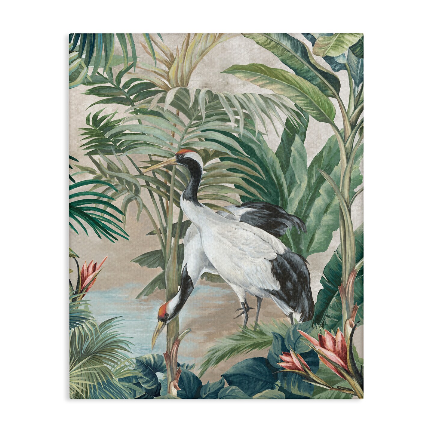 Stupell Industries Tropical Oasis Cranes Canvas Wall Art Design by Eli Jones