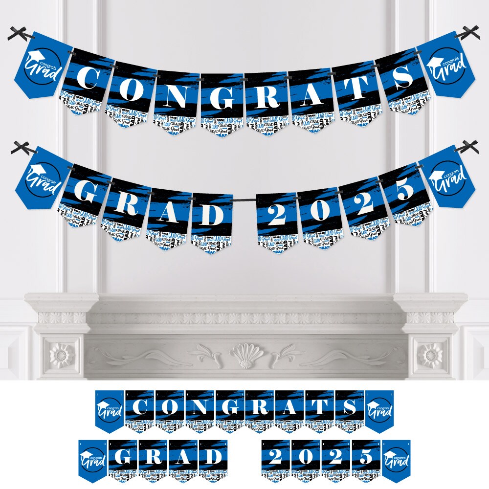 Big Dot of Happiness Blue Graduation Bunting Banner - Party Decorations - Congrats Grad 2025