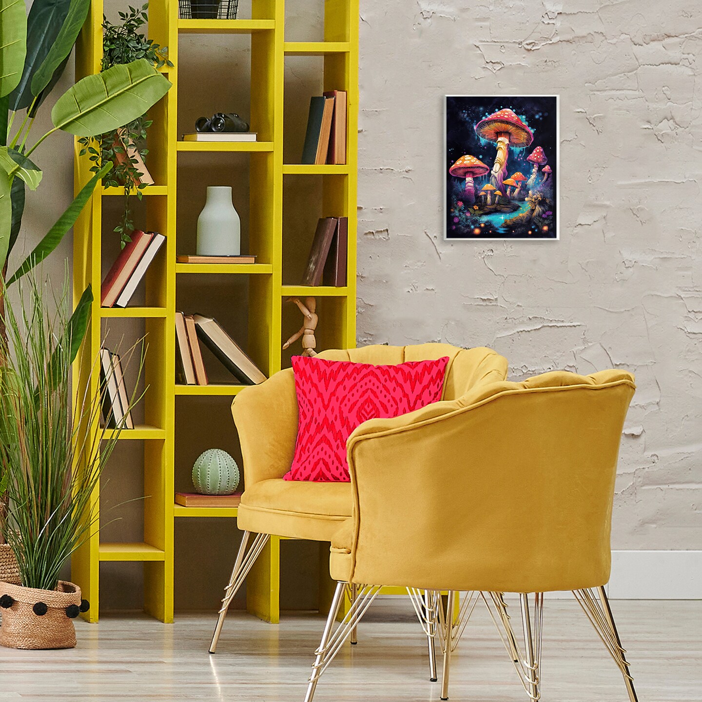 Stupell Industries Psychedelic Mushroom Scene Wall Plaque Art Design by Nina Blue