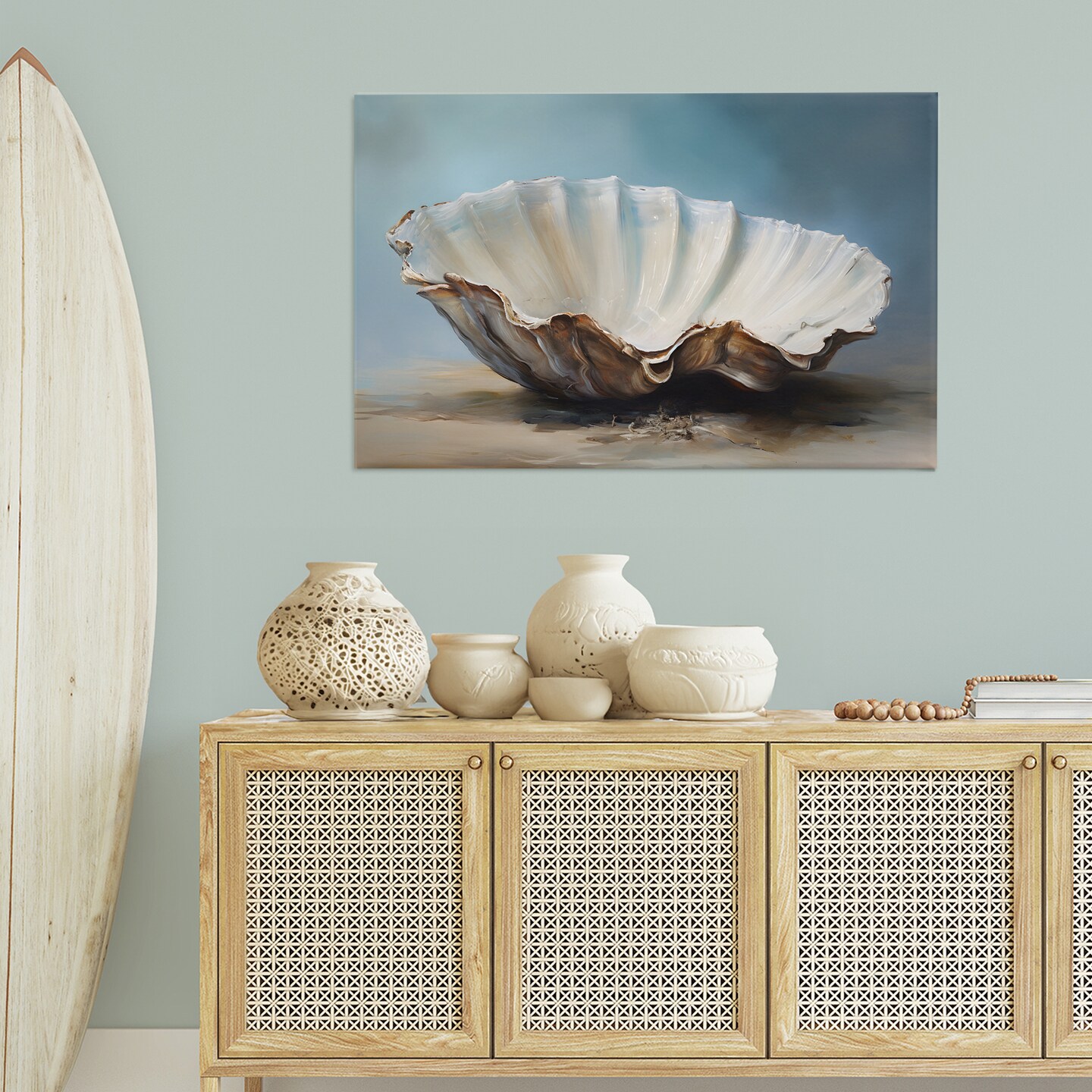 Stupell Industries Neutral Beach Seashell Canvas Wall Art Design by Petal Prints Design