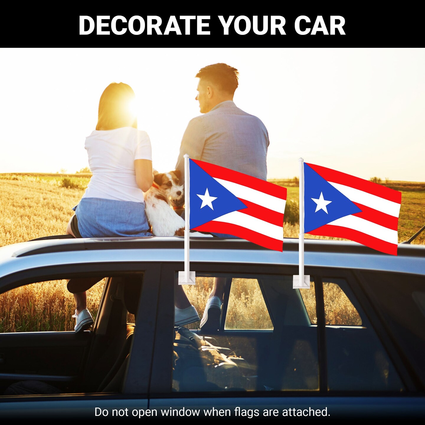 G128 2 Pack: Puerto Rico Puerto Rican Car Flag | 11x17 In | Double LiteWeave Pro Series Double Sided Printed 150D Polyester | Flagpole Included | Perfect for Festival Celebrations, Parades