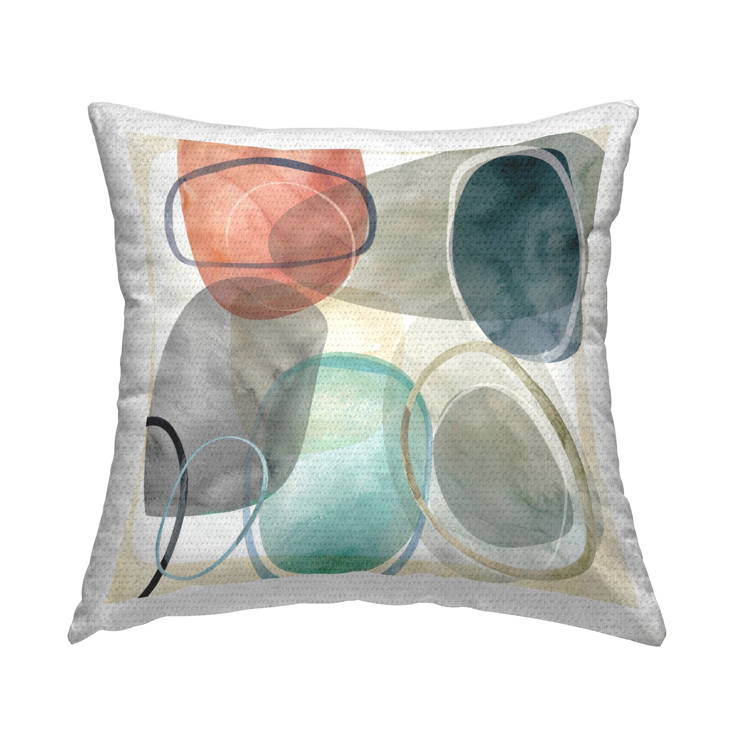 Neutral Tone Oblique Shapes Outdoor Printed Pillow Design by Carol Robinson, 18 x 7 x 18