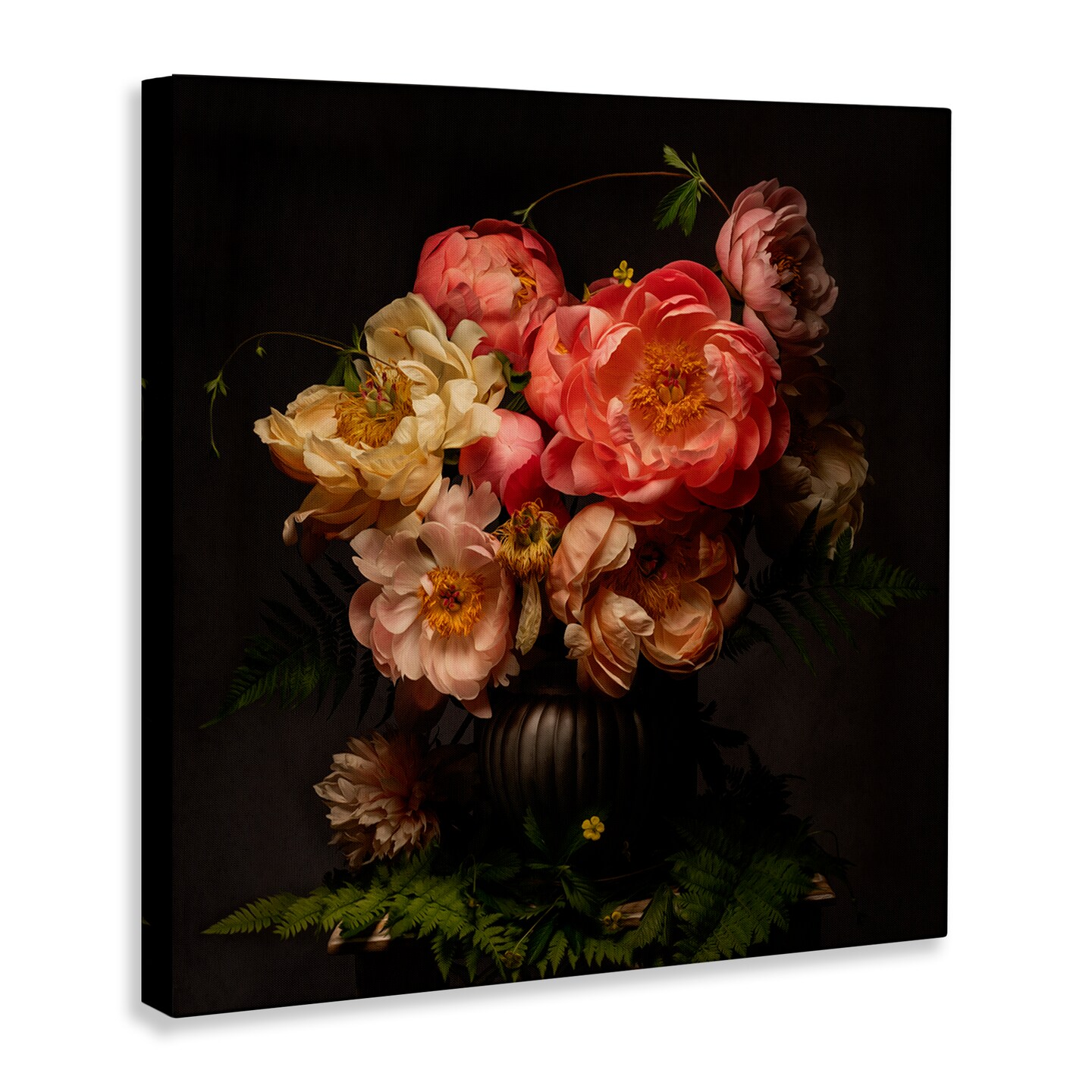 Stupell Industries Peonies & Ferns Bouquet Canvas Wall Art Design by Leah McLean
