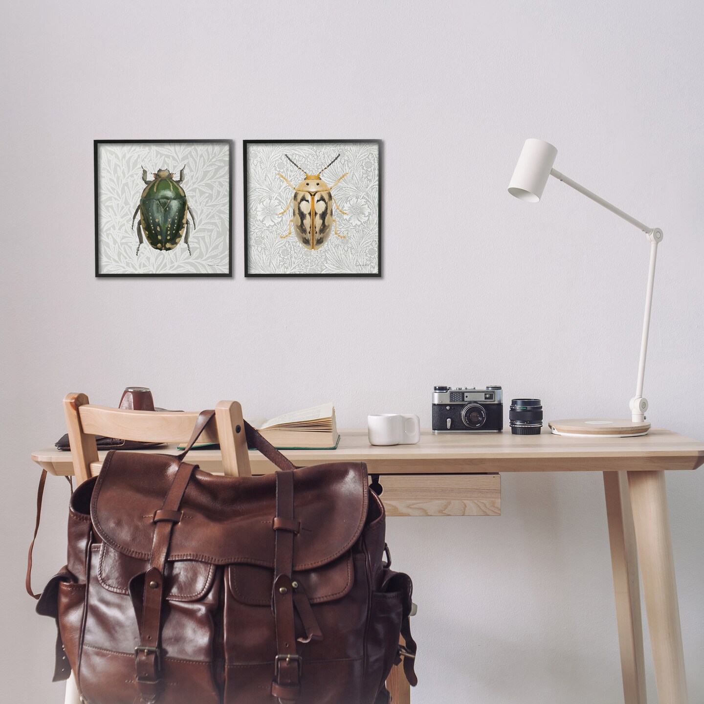 Stupell Industries Beetle Insect Portrait 2 pc Framed Giclee Wall Art Set Design by Danhui Nai