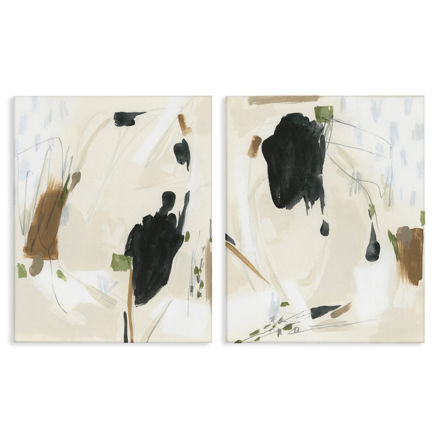 Stupell Industries Beige Olive Abstract Classic 2 pc Canvas Wall Art Set Design by June Erica Vess