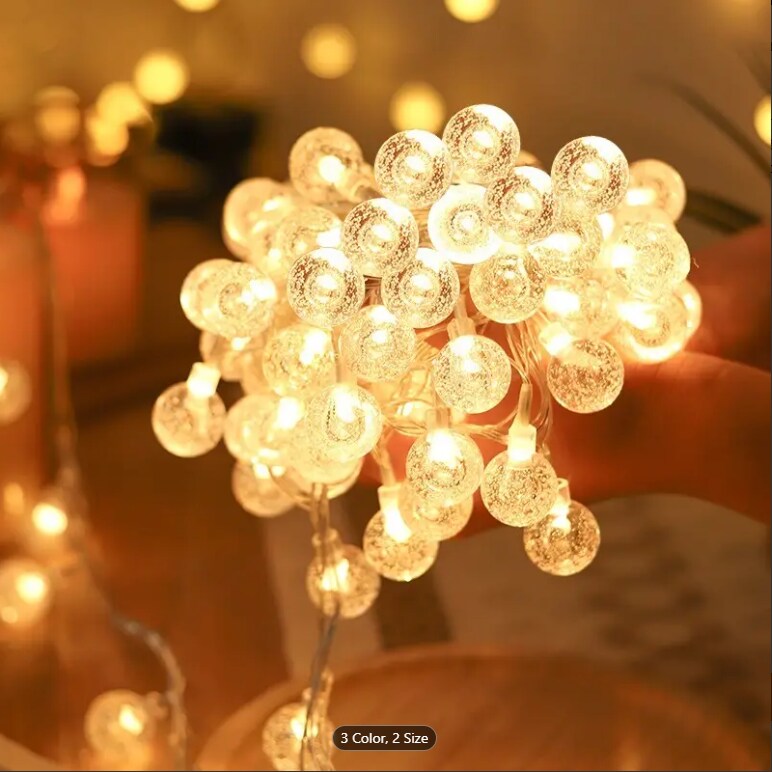 Perfect Holiday 20 LED 1.8CM Bubble Ball Staring Lights, 4" BULB SPACING,12" LEAD WIRE, W/3AA INDOOR BATTERY BOX