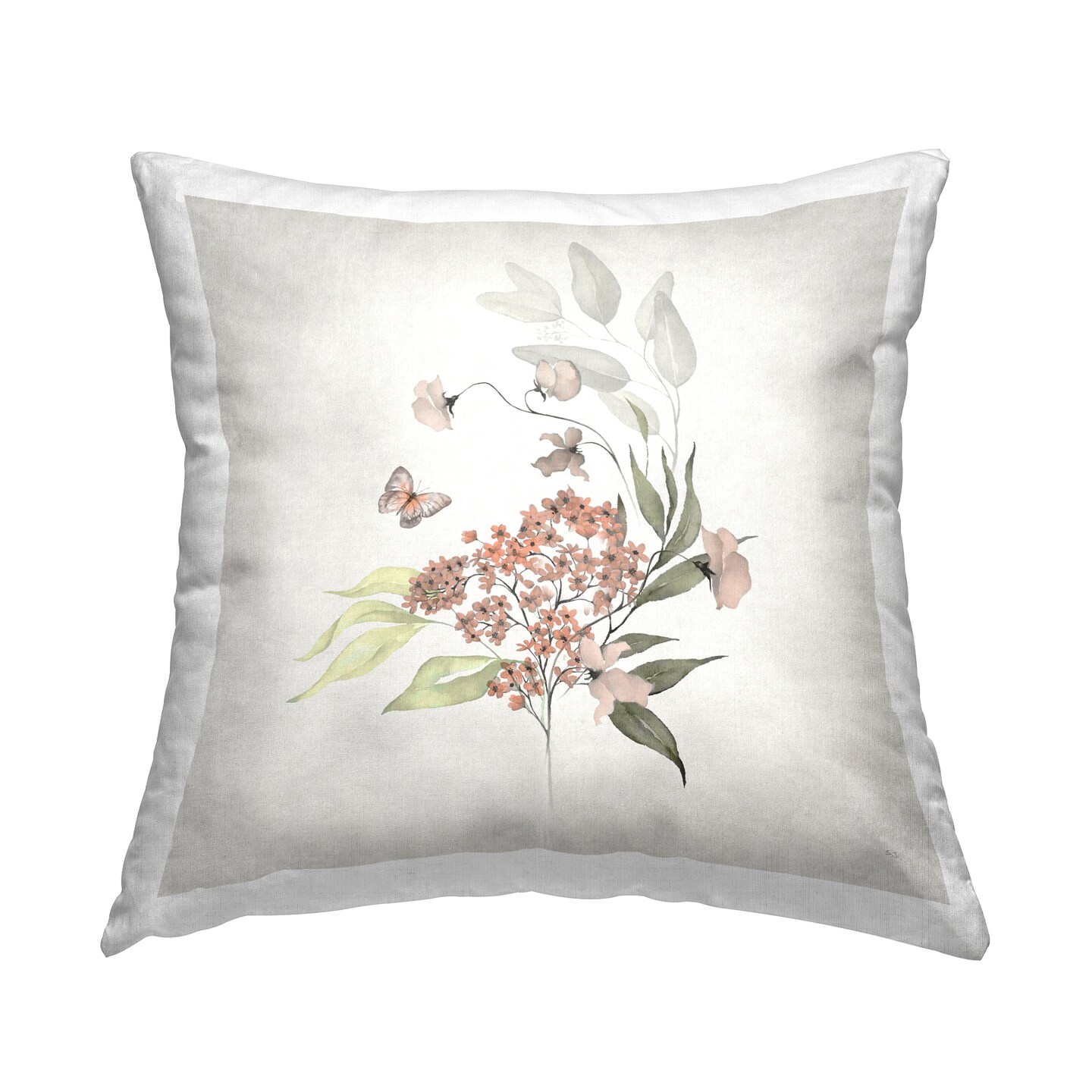 Orchid Florals &#x26; Butterfly Decorative Printed Throw Pillow Design by Susan Jill, 18 x 7 x 18