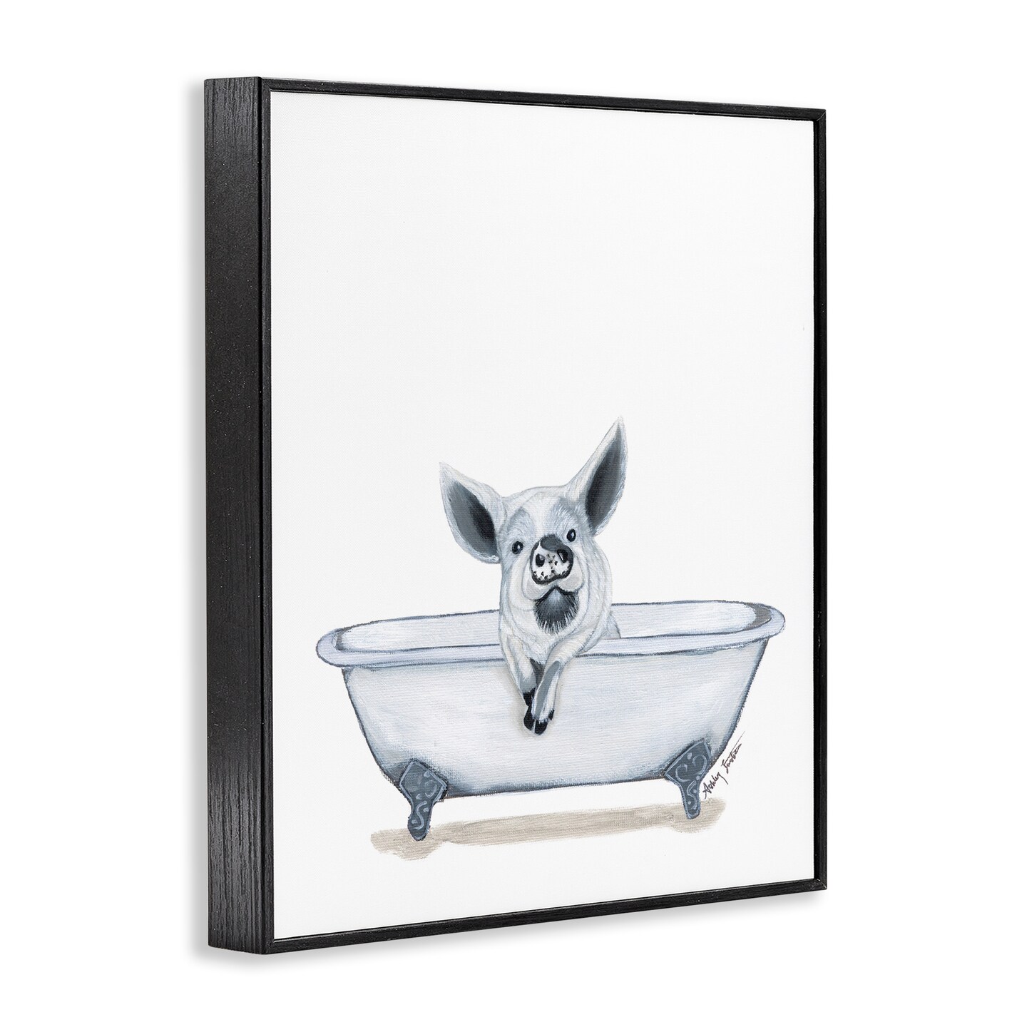 Stupell Industries Pig in Tub Sketch Framed Giclee Wall Art Design by Ashley Justice
