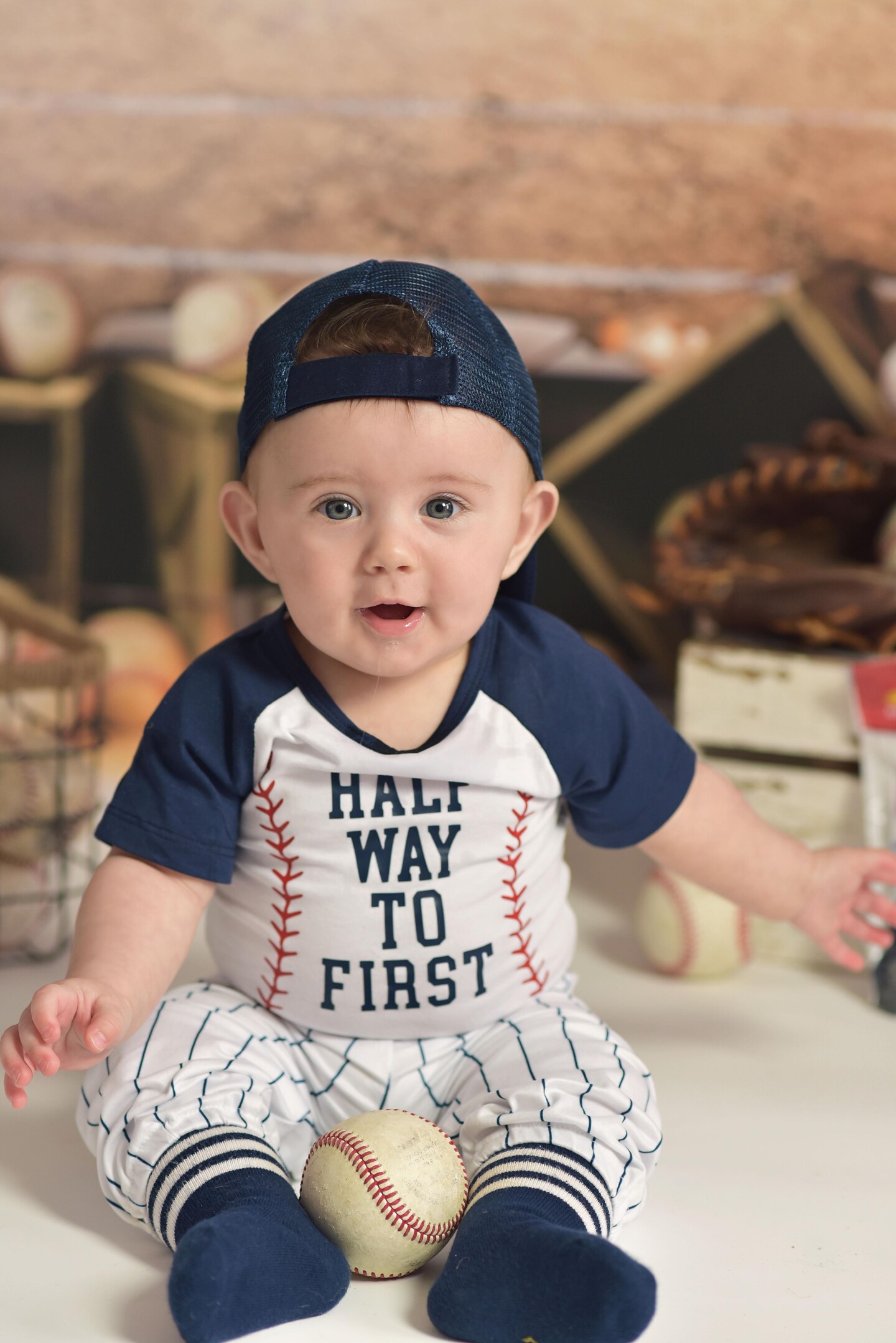 6 Months Baseball Half Way To First One Personalized Baseball