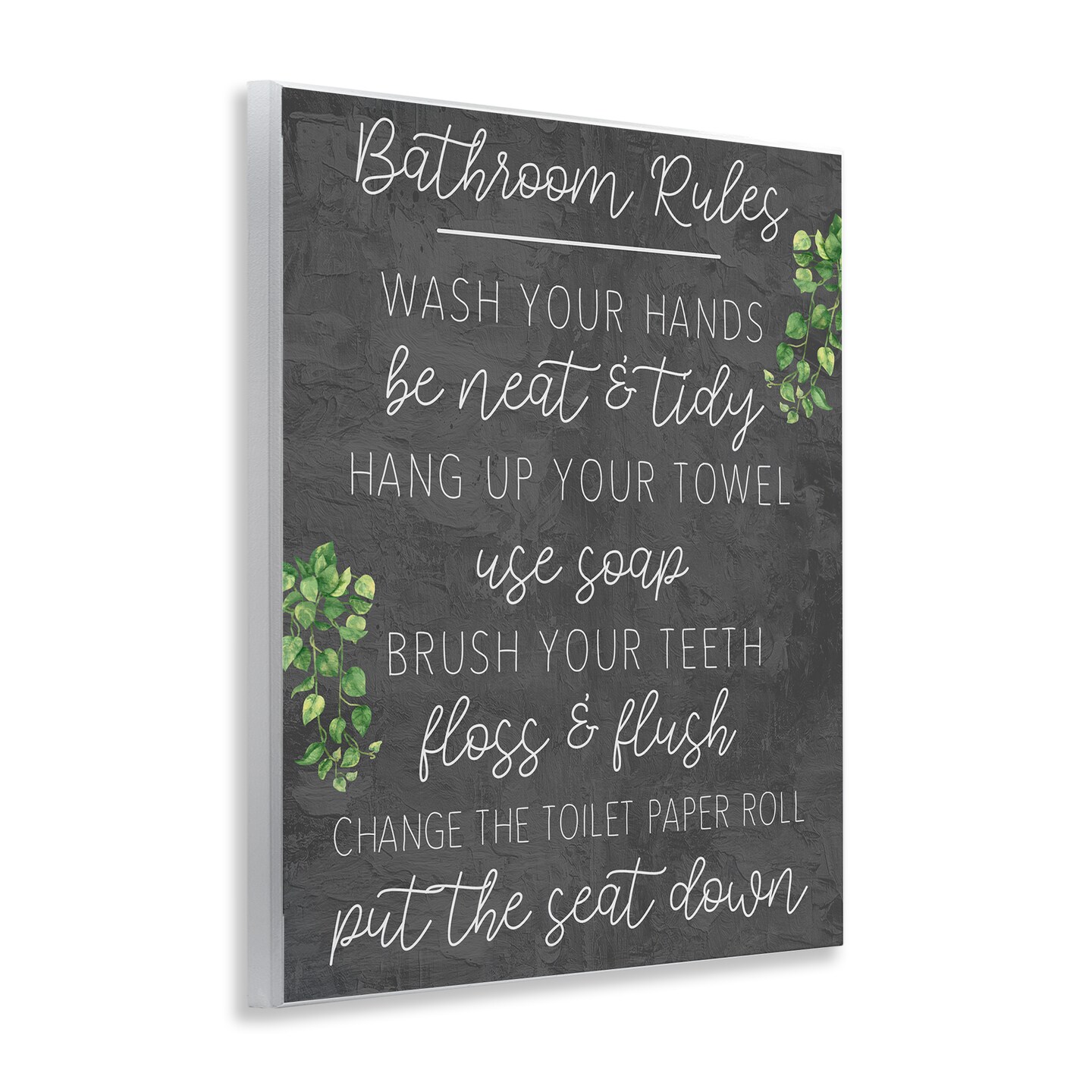 Stupell Industries Bathroom Rules with Greenery Wall Plaque Art Design by Kim Allen