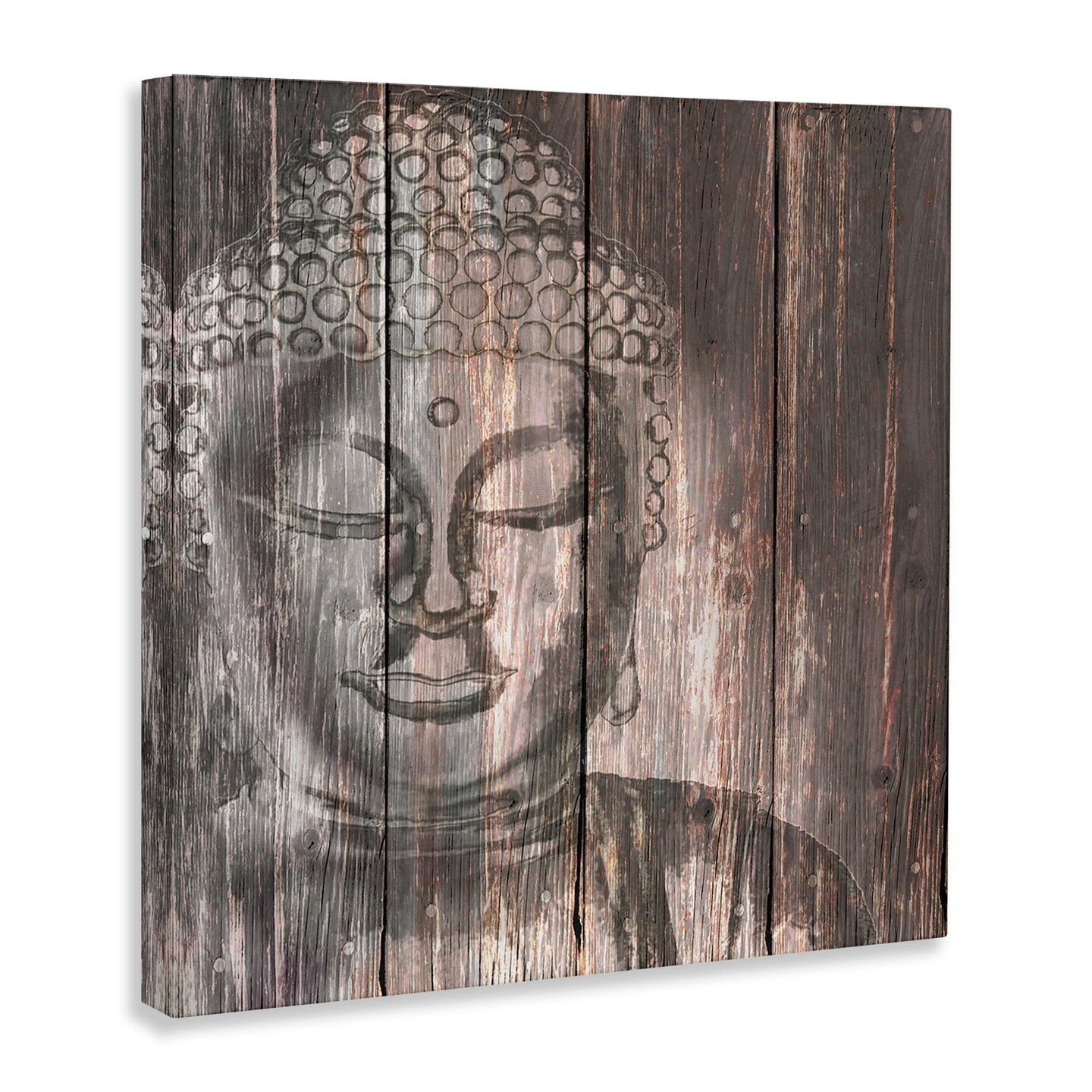 Stupell Industries Rustic Buddha Face Canvas Wall Art Design by Conrad Knutsen