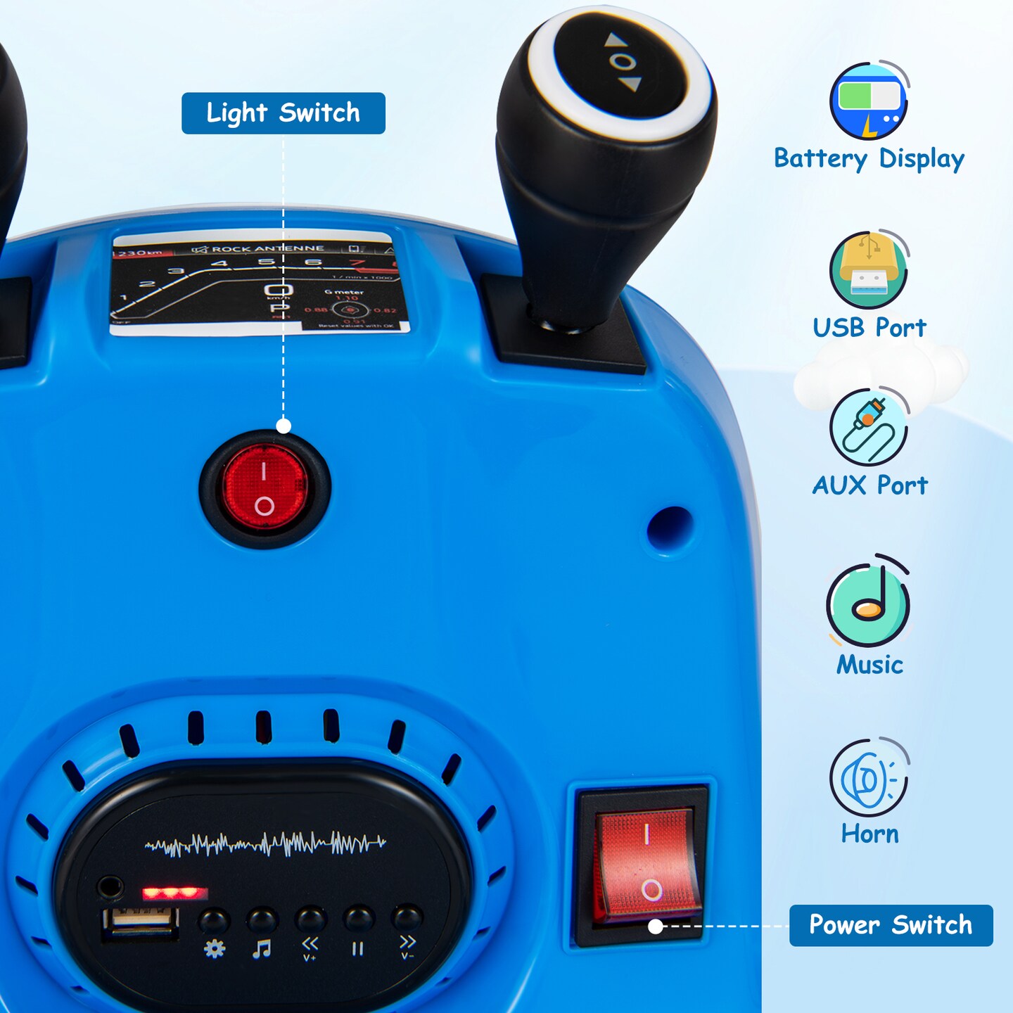 12V Kids Ride On Bumper Car with Remote Control Lights and Music