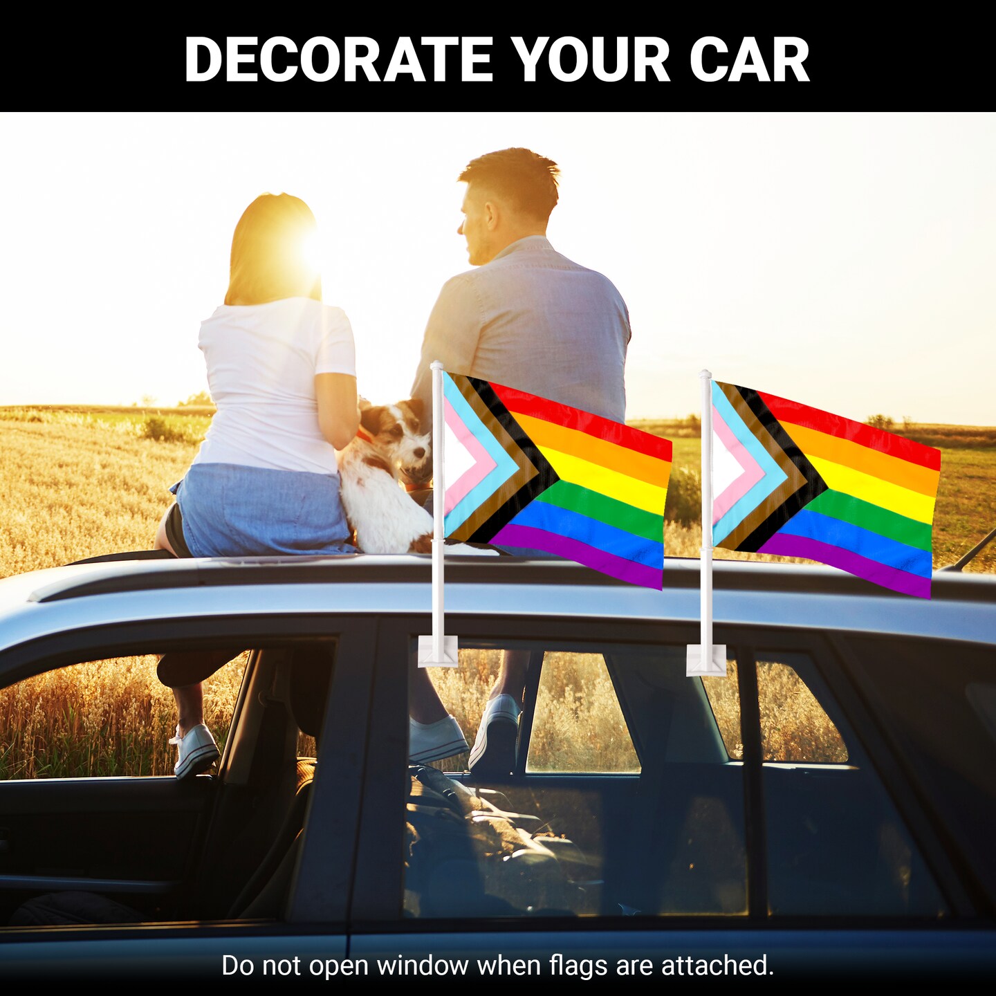 G128 2 Pack: LGBT Progress Rainbow Pride Car Flag | 11x17 In | Double LiteWeave Pro Series Double Sided Printed 150D Polyester | Flagpole Included | Perfect for Festival Celebrations, Parades