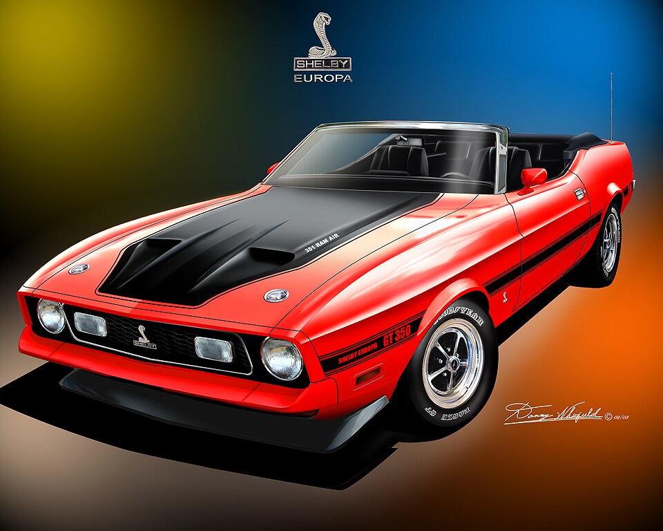 1971-1972 Mustang Shelby Europa - Bright Red - Art Print by Danny