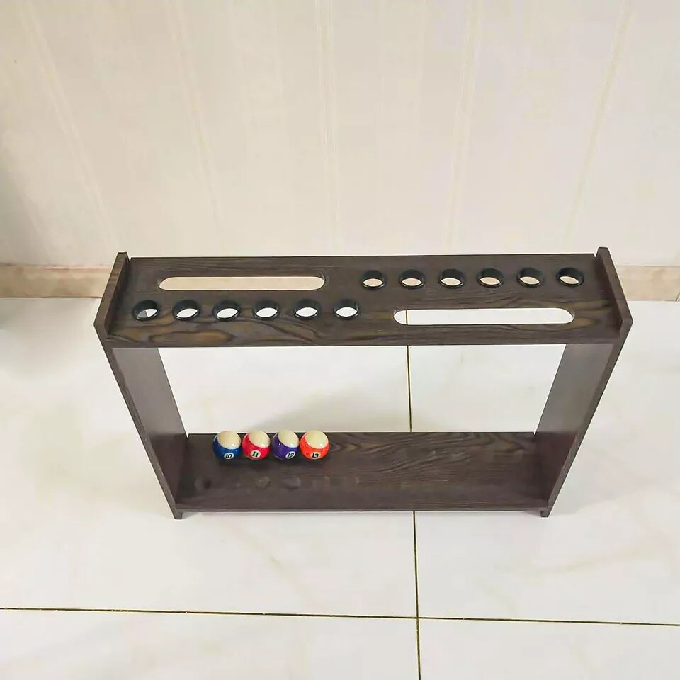 Billiards Pool Cue Rack - Billiard Stick Holder Holds 6 Cues for Game Room