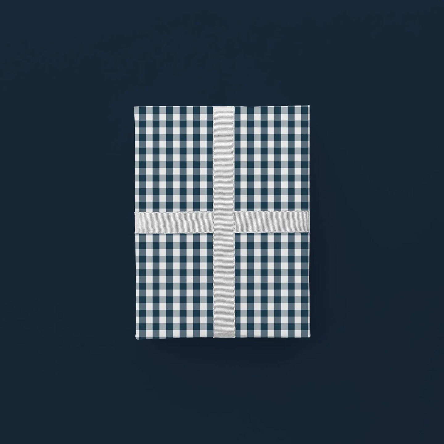 Dark Blue Vintage Gingham Gift Wrap